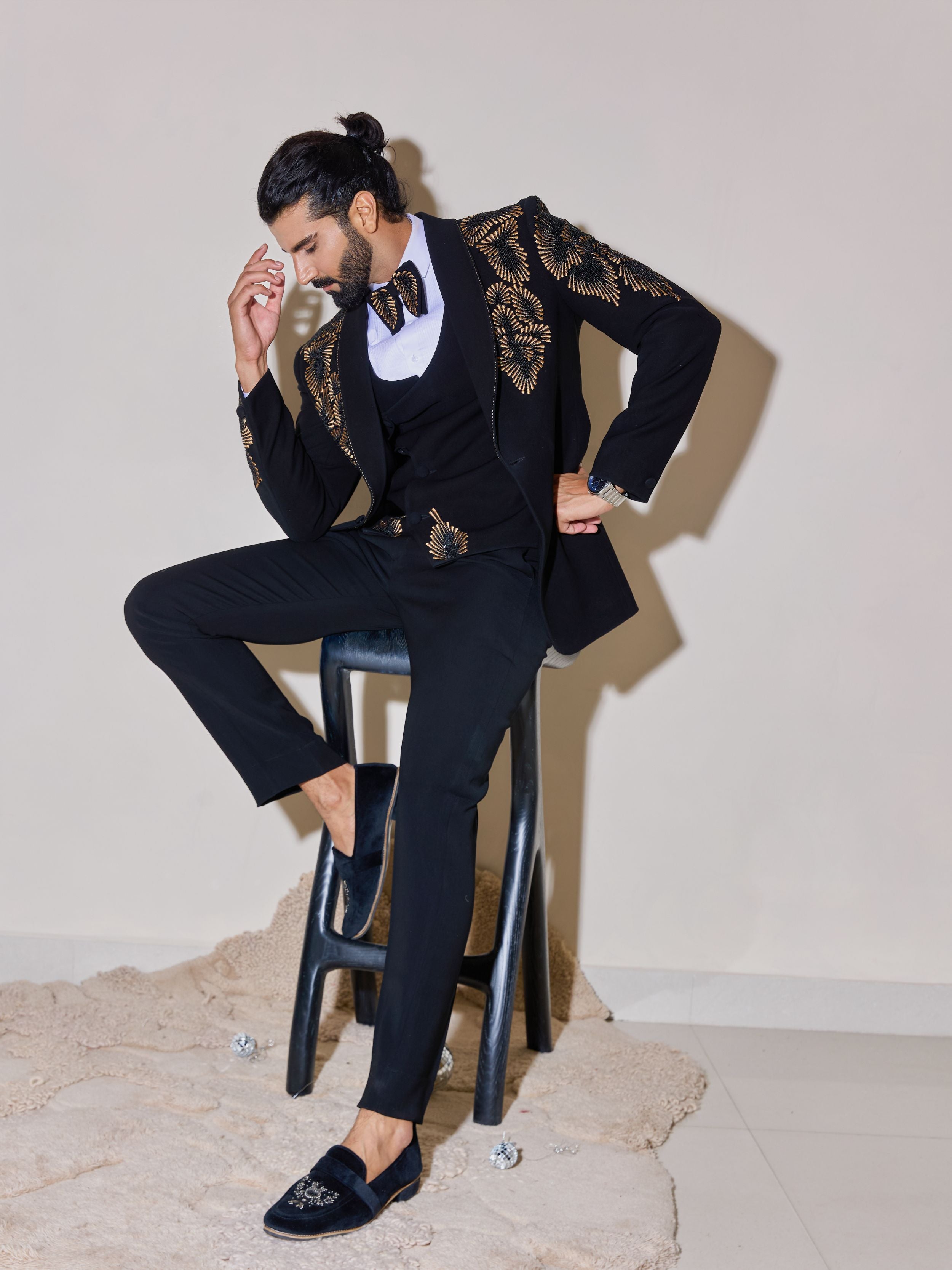 Black Luxe Beaded Tuxedo