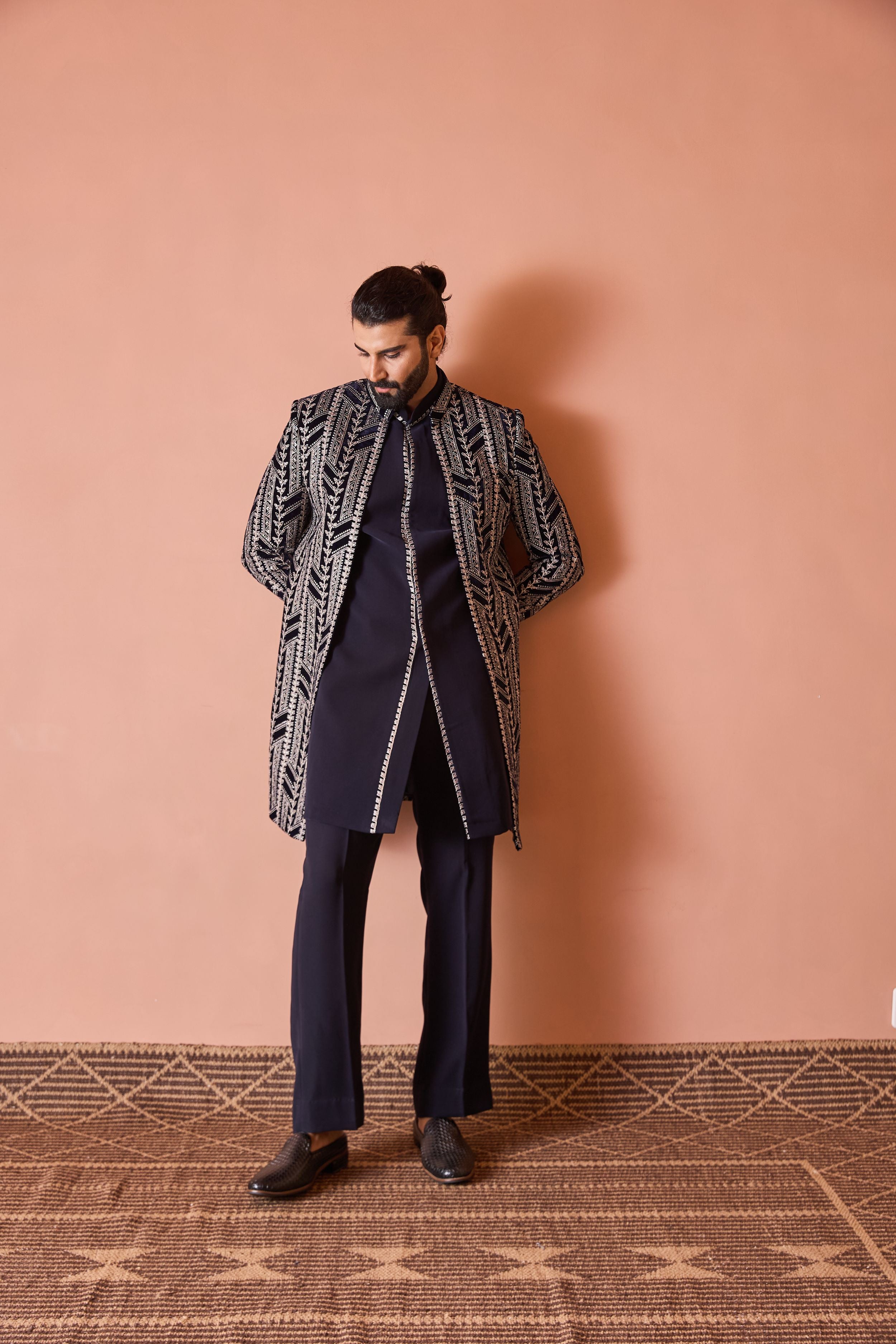 Black  Indo-Western in Zardozi & Bead Work