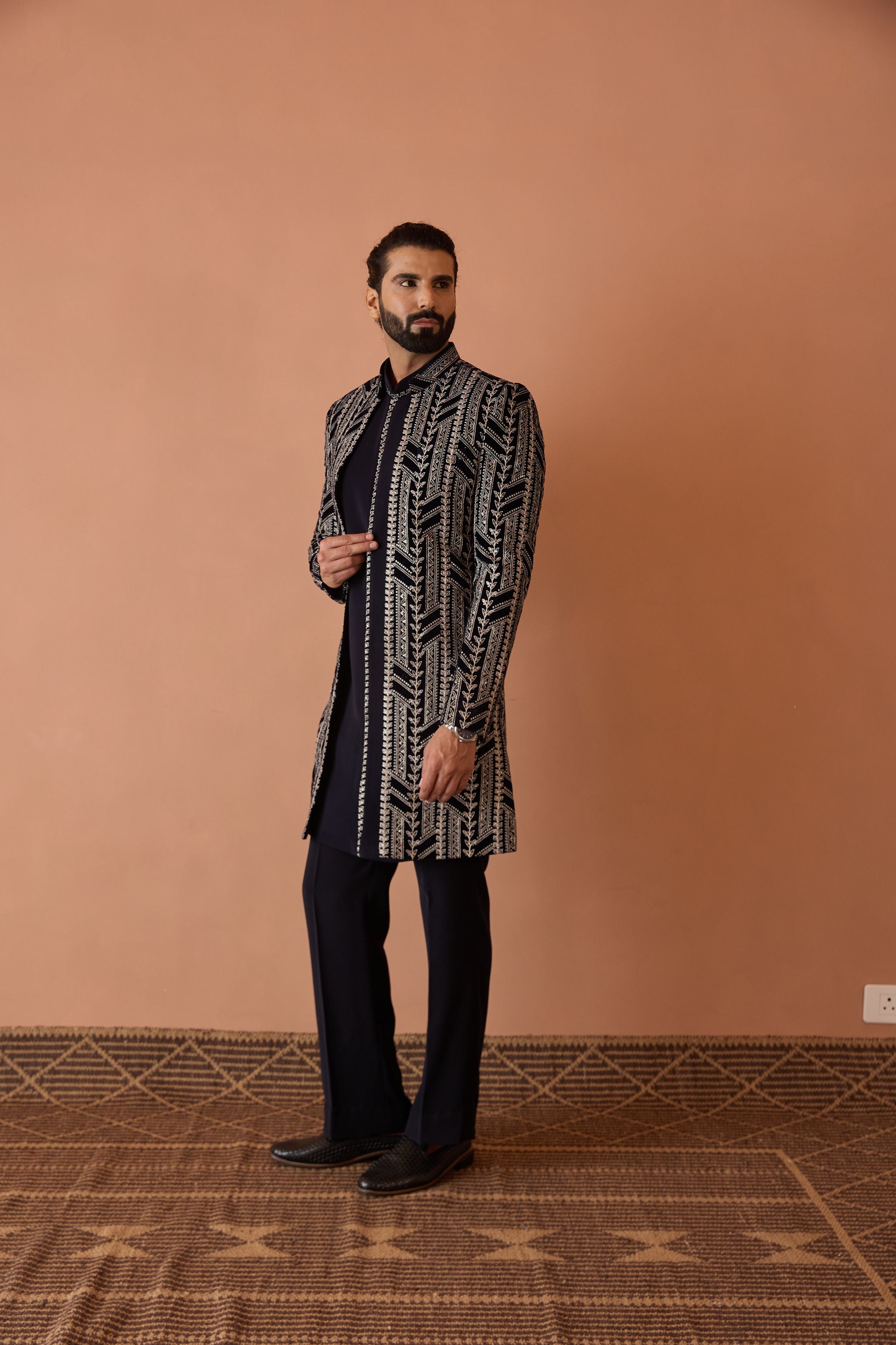 Black  Indo-Western in Zardozi & Bead Work