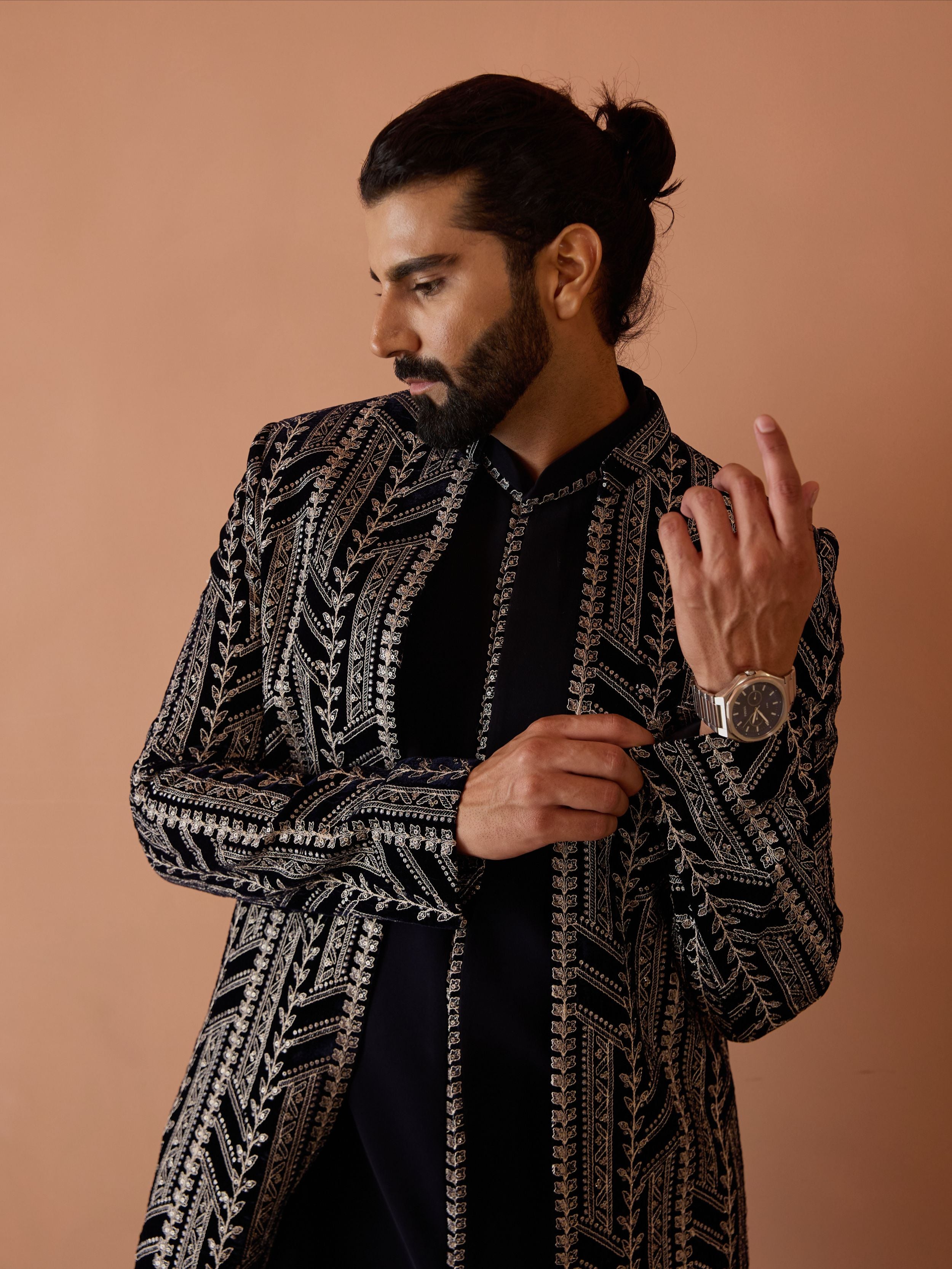 Black  Indo-Western in Zardozi & Bead Work