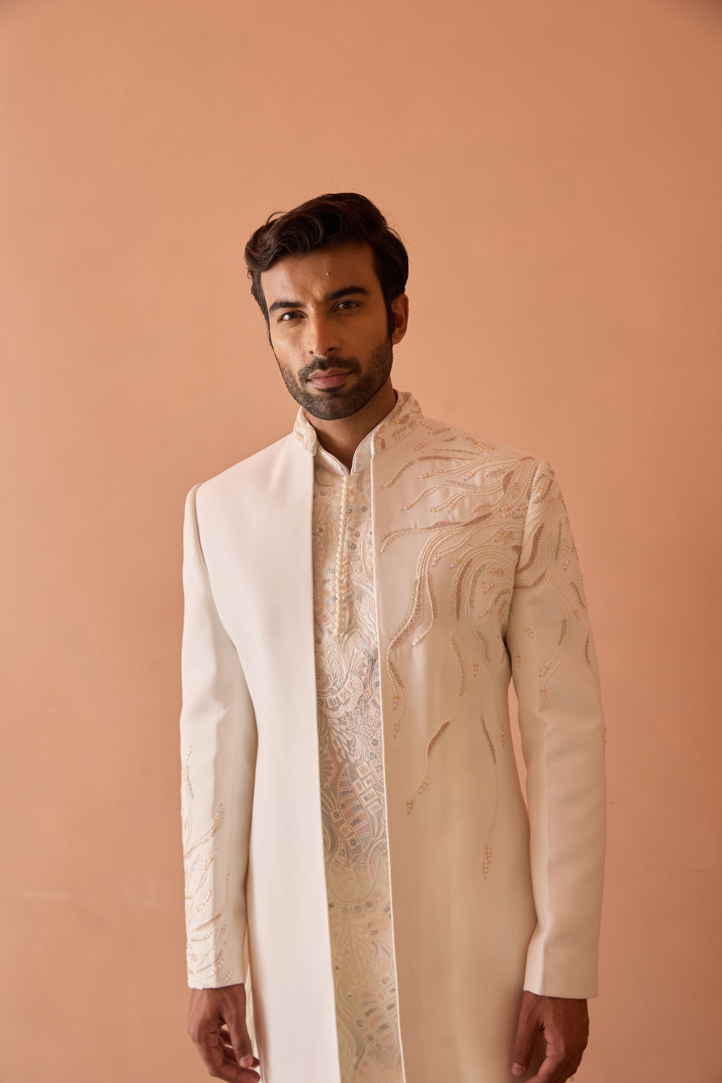 White Embroidered  Indo-Western In cutdana and beads Highlights