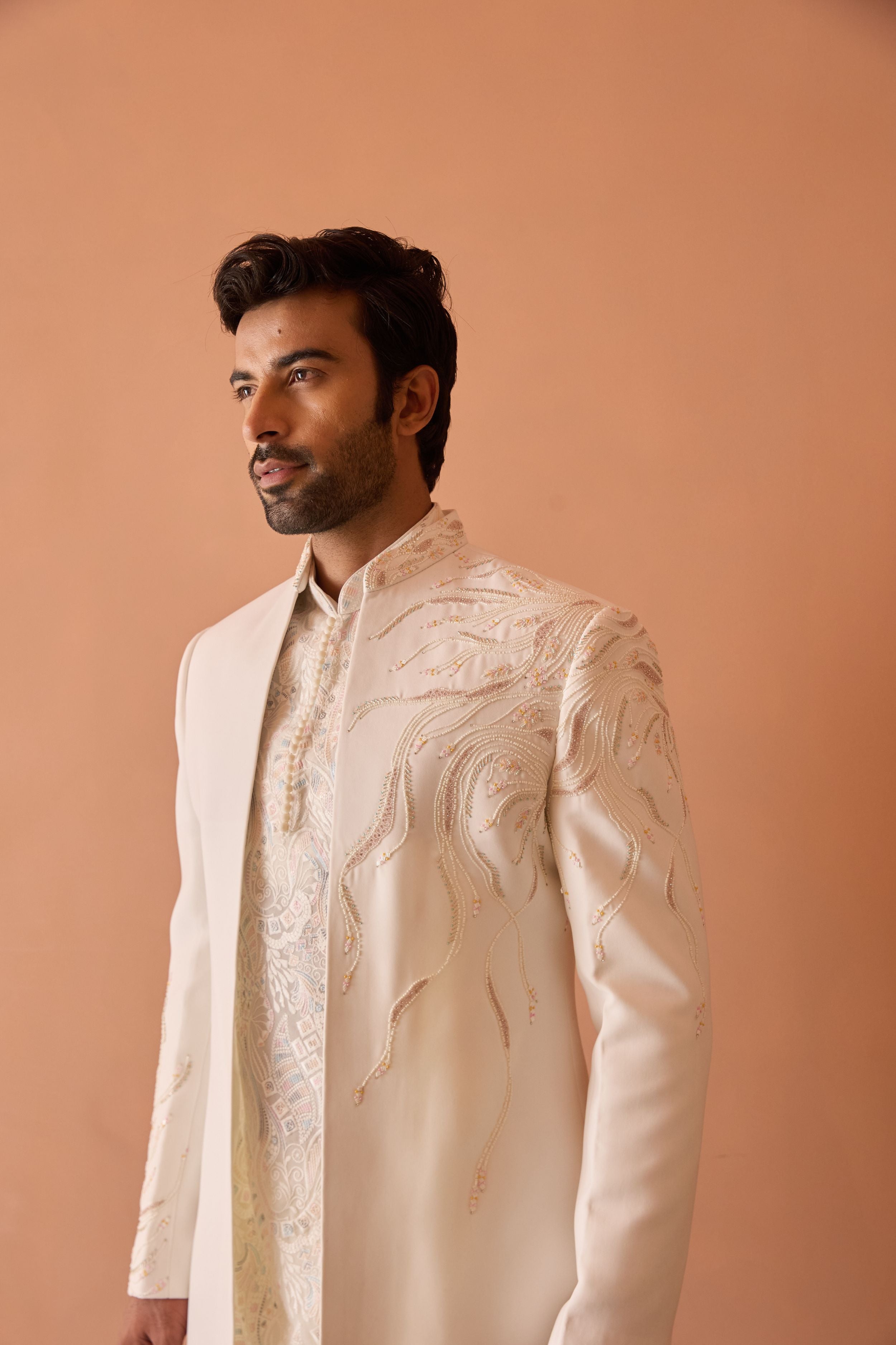 White Embroidered  Indo-Western In cutdana and beads Highlights