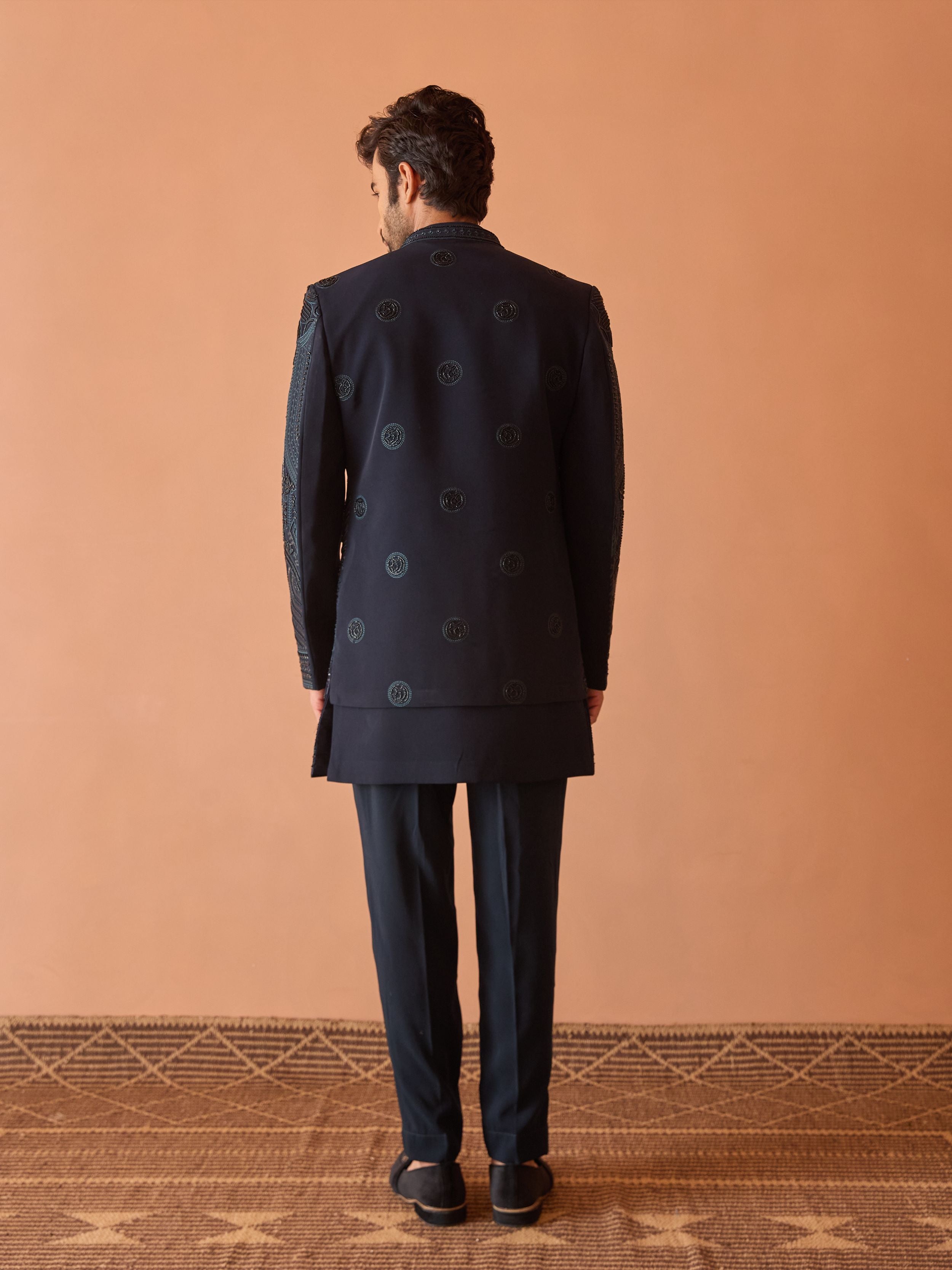 Teal Blue Indo-Western With Beads Work