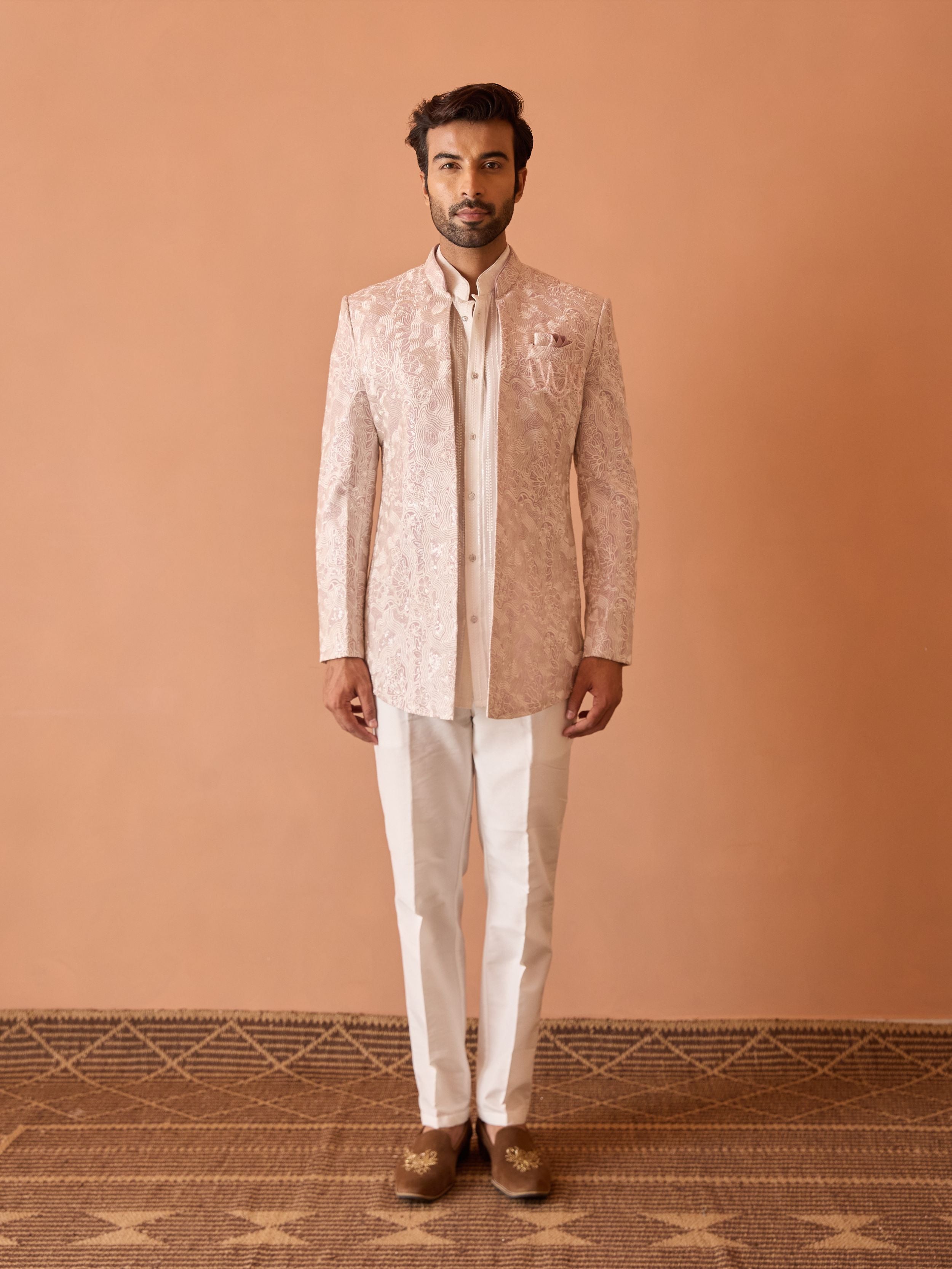 Light Pink Embroidered  Indo-Western