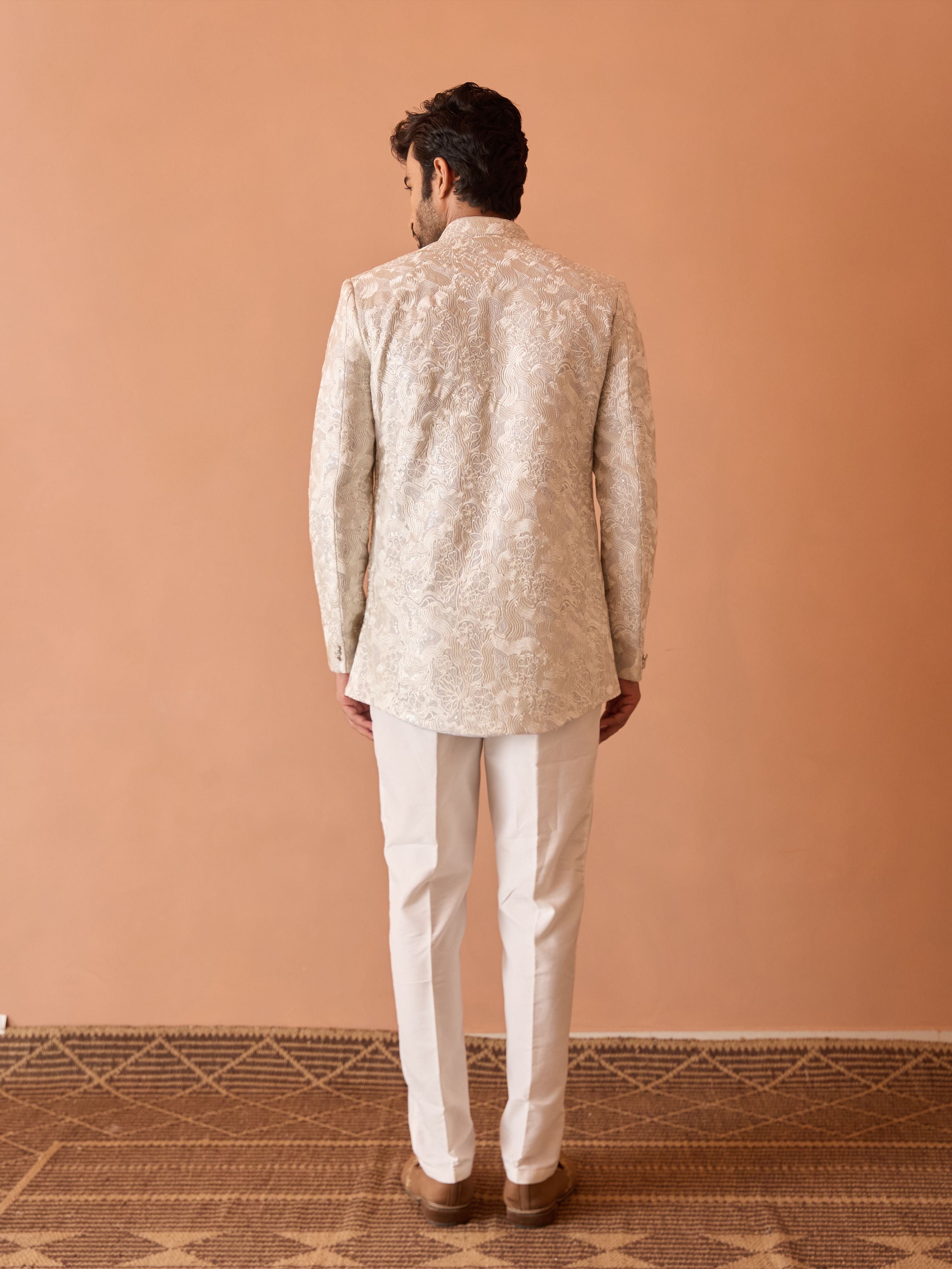 Light Grey Embroidered  Indo-Western