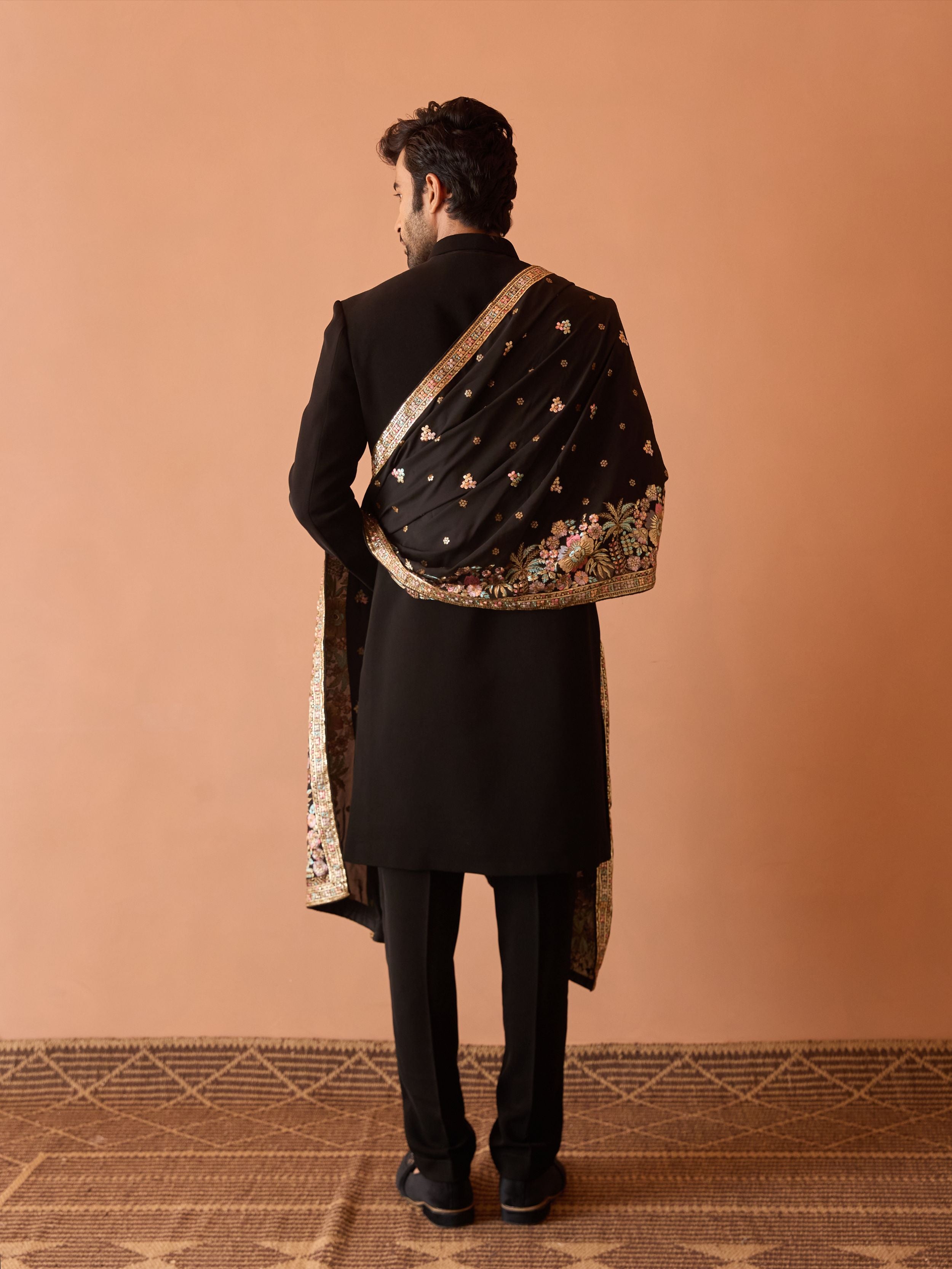 Black Indo-Western With Thread Work And Sequins Highlights