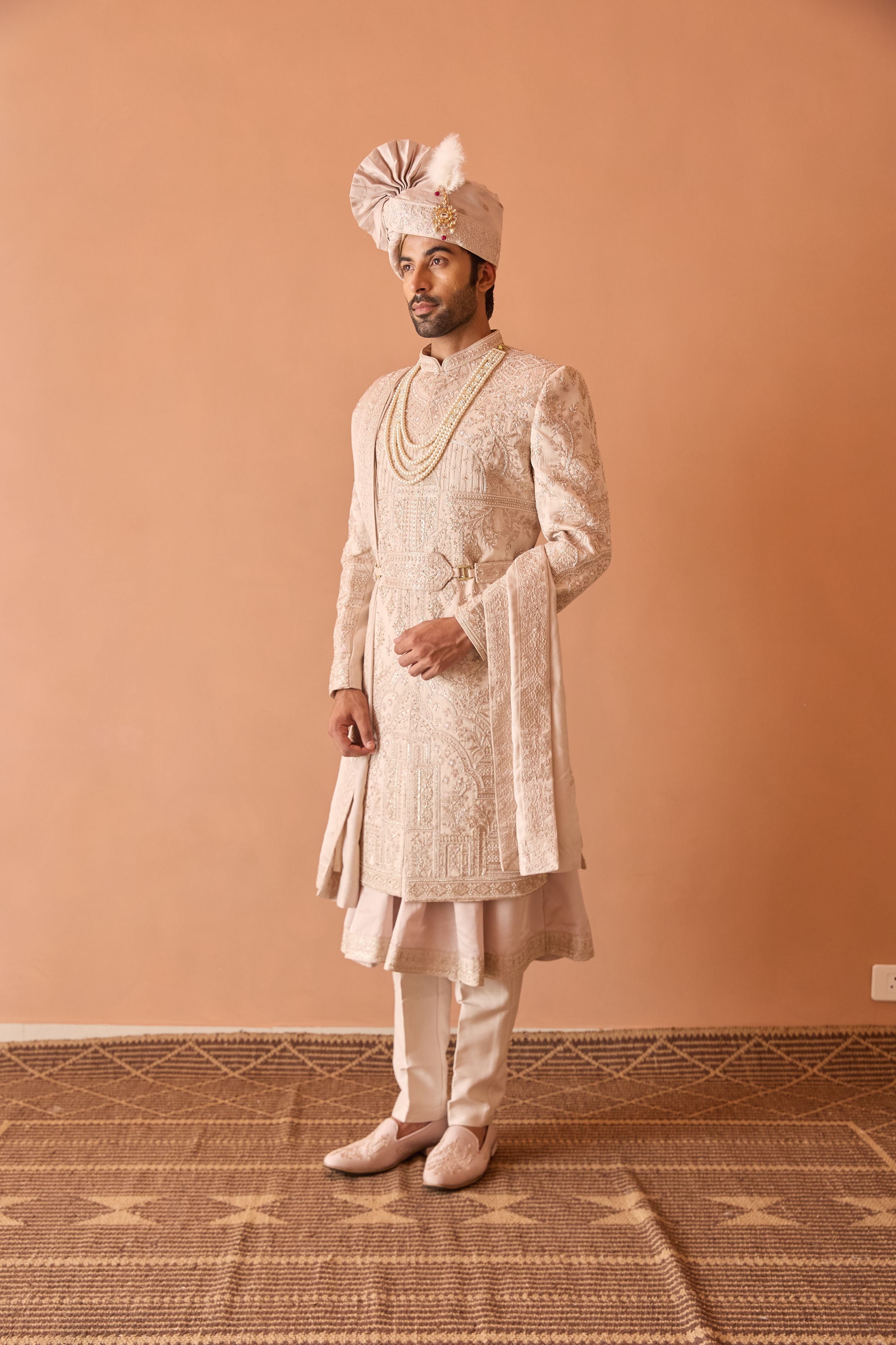 Champagne Embroidered Sherwani