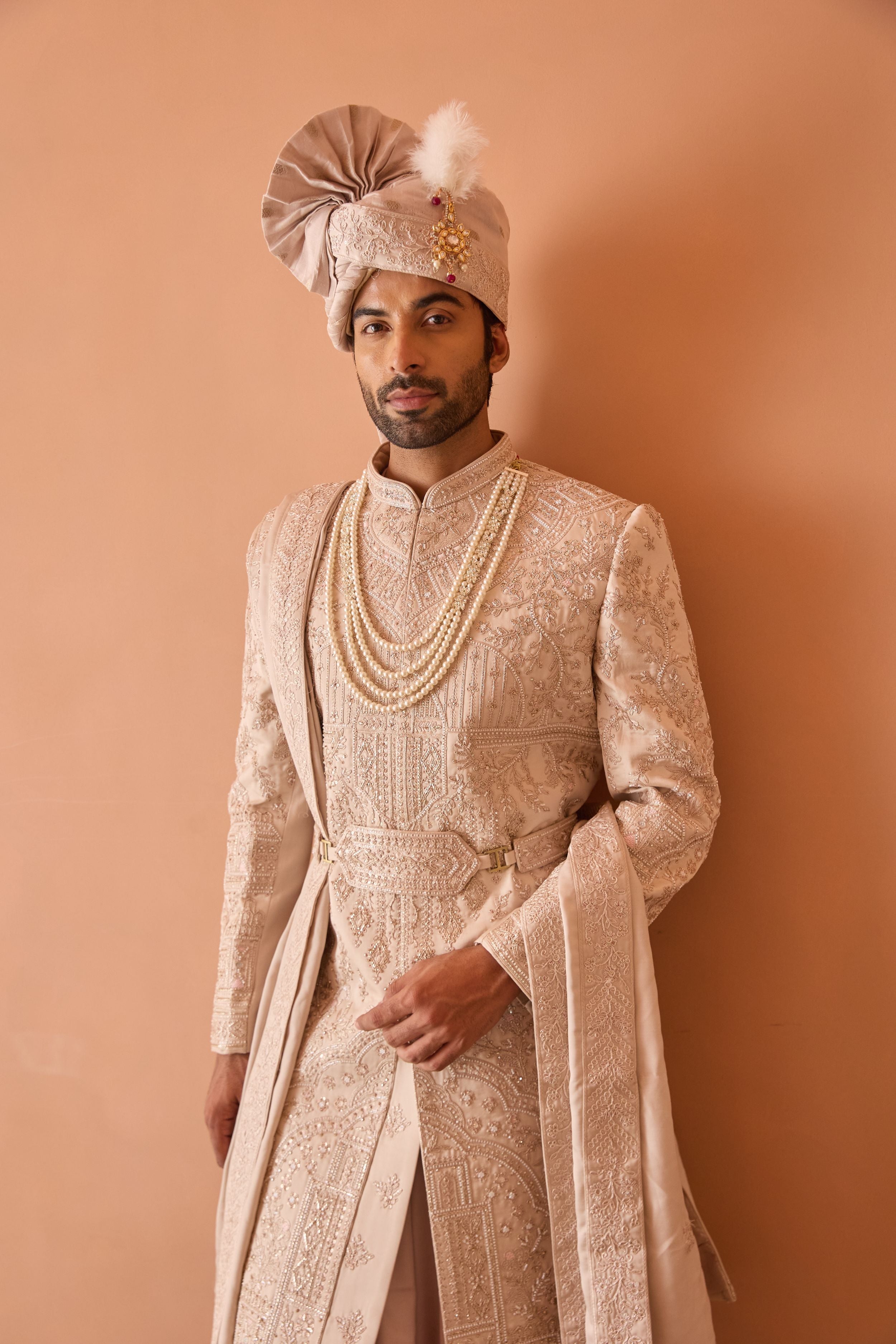 Champagne Embroidered Sherwani