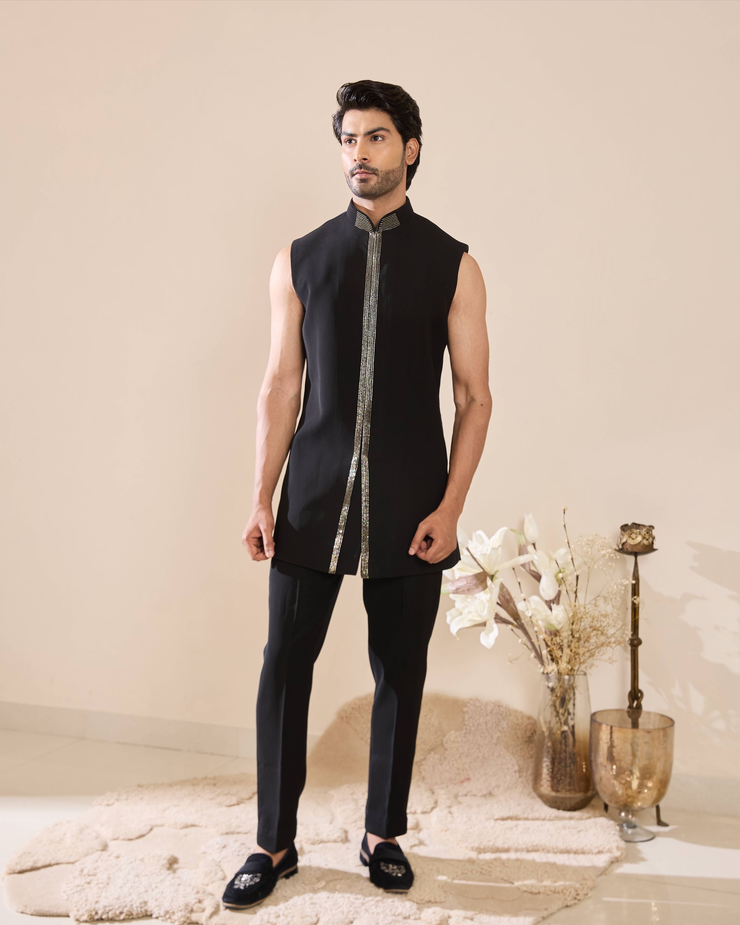 Black Silk Thread Embroidered  Indo-Western