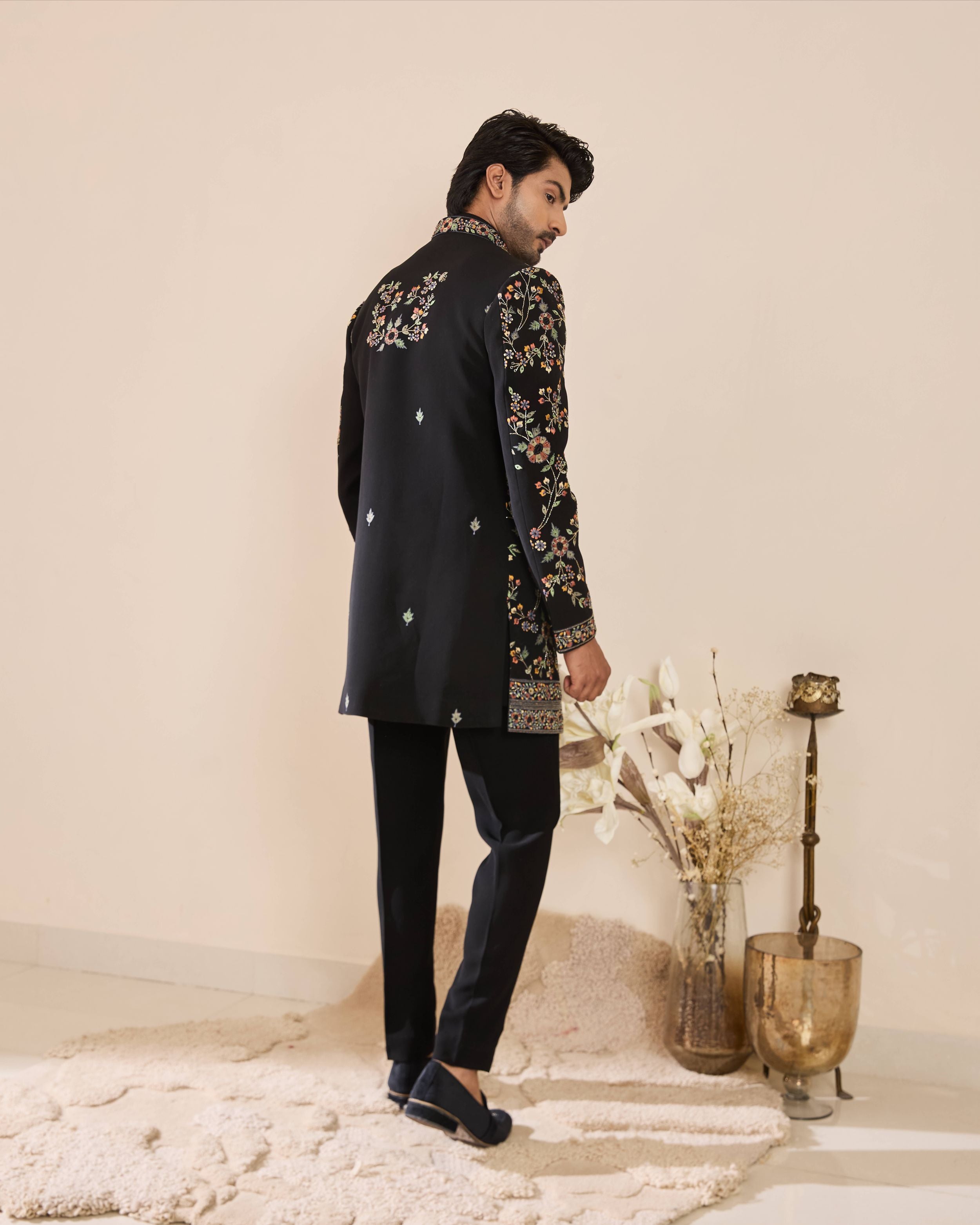Black Silk Thread Embroidered  Indo-Western