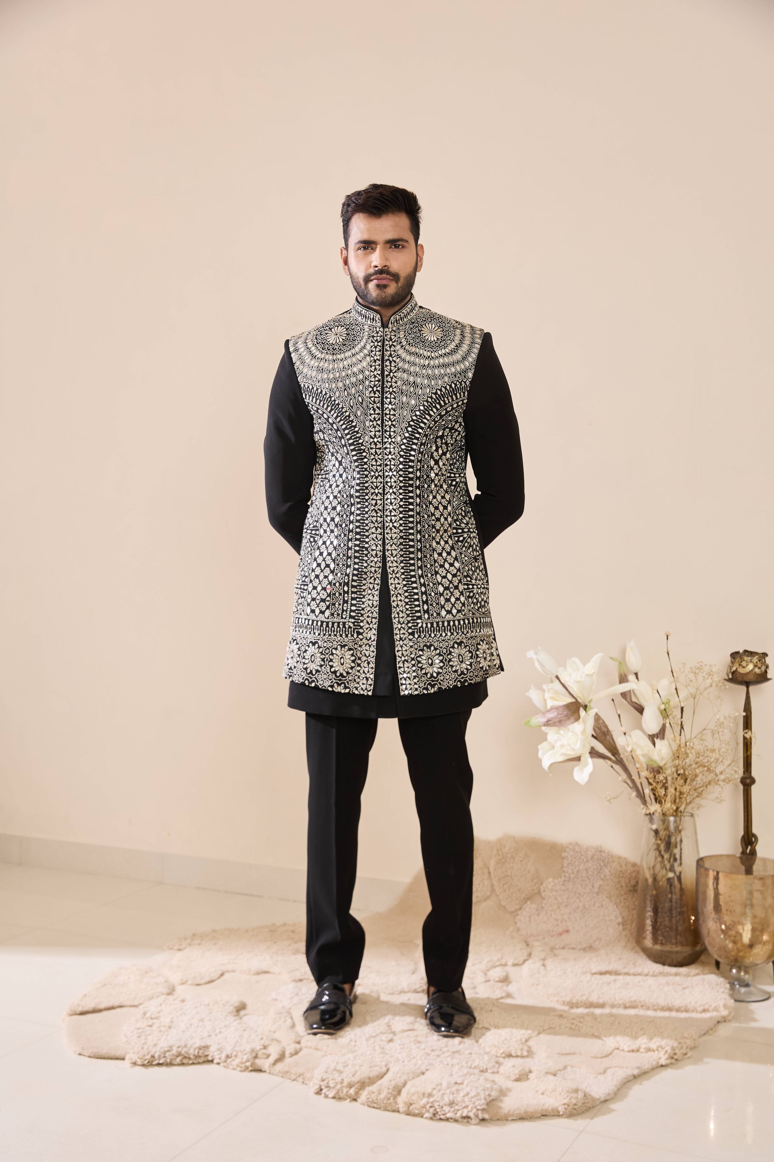 Black Indo-Western with Mirror Work