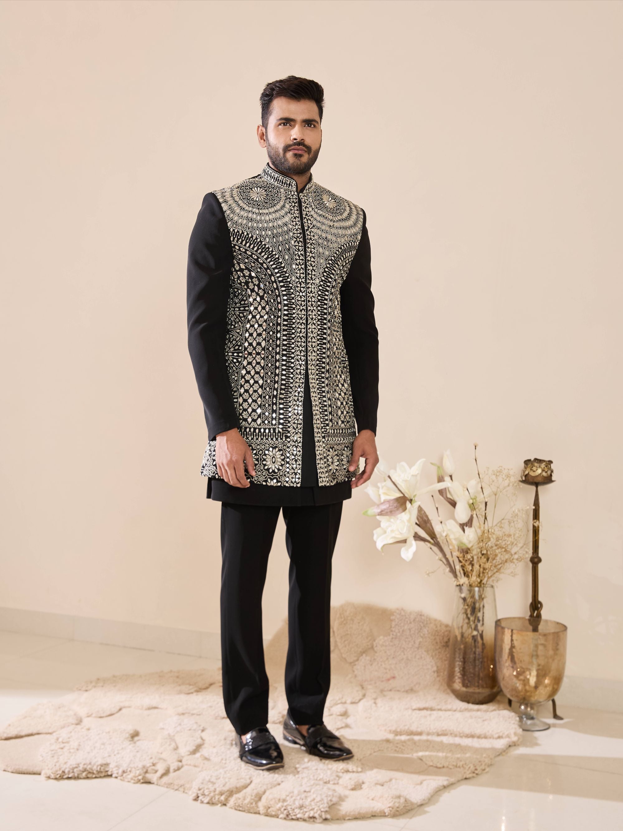 Black Indo-Western with Mirror Work