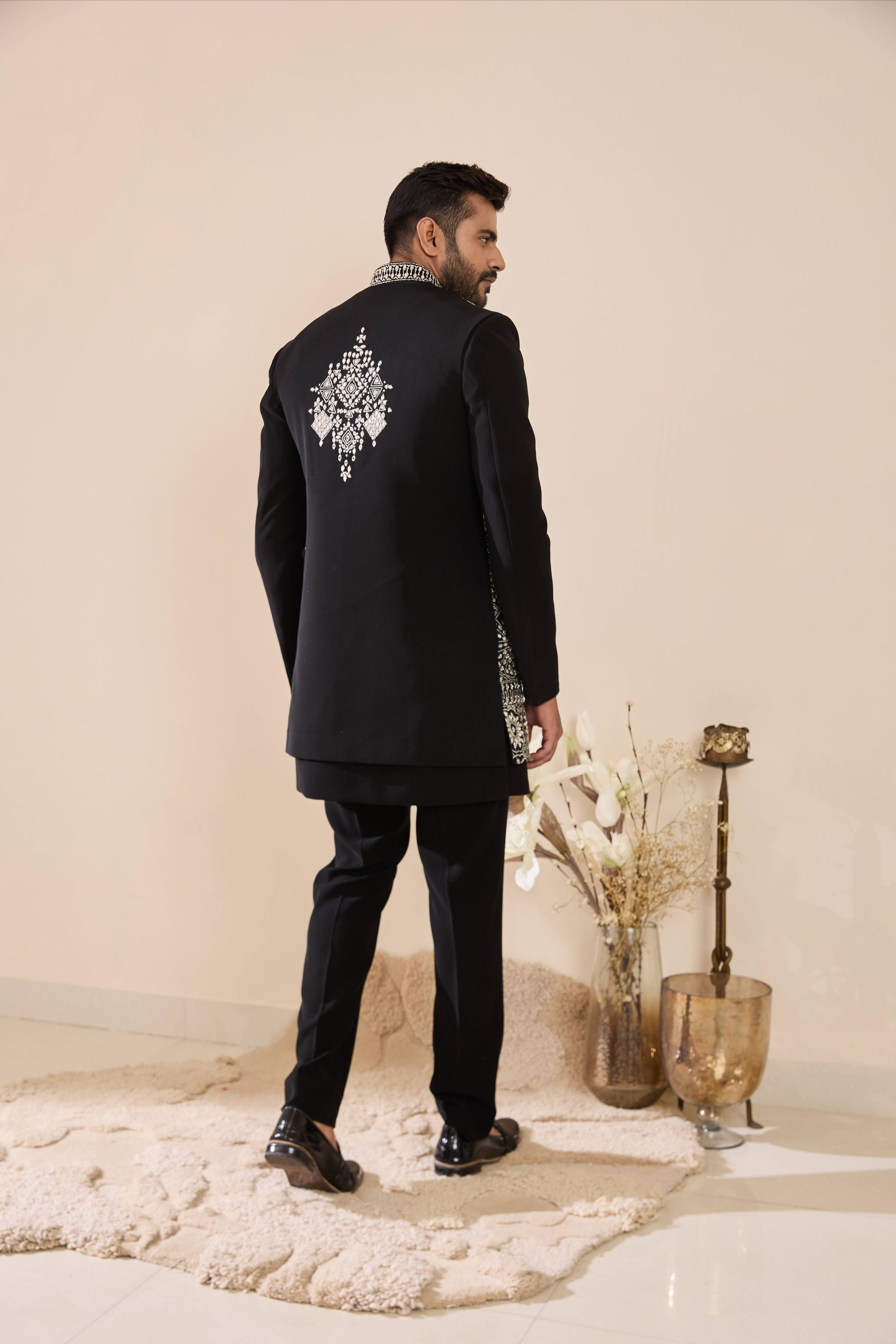 Black Indo-Western with Mirror Work