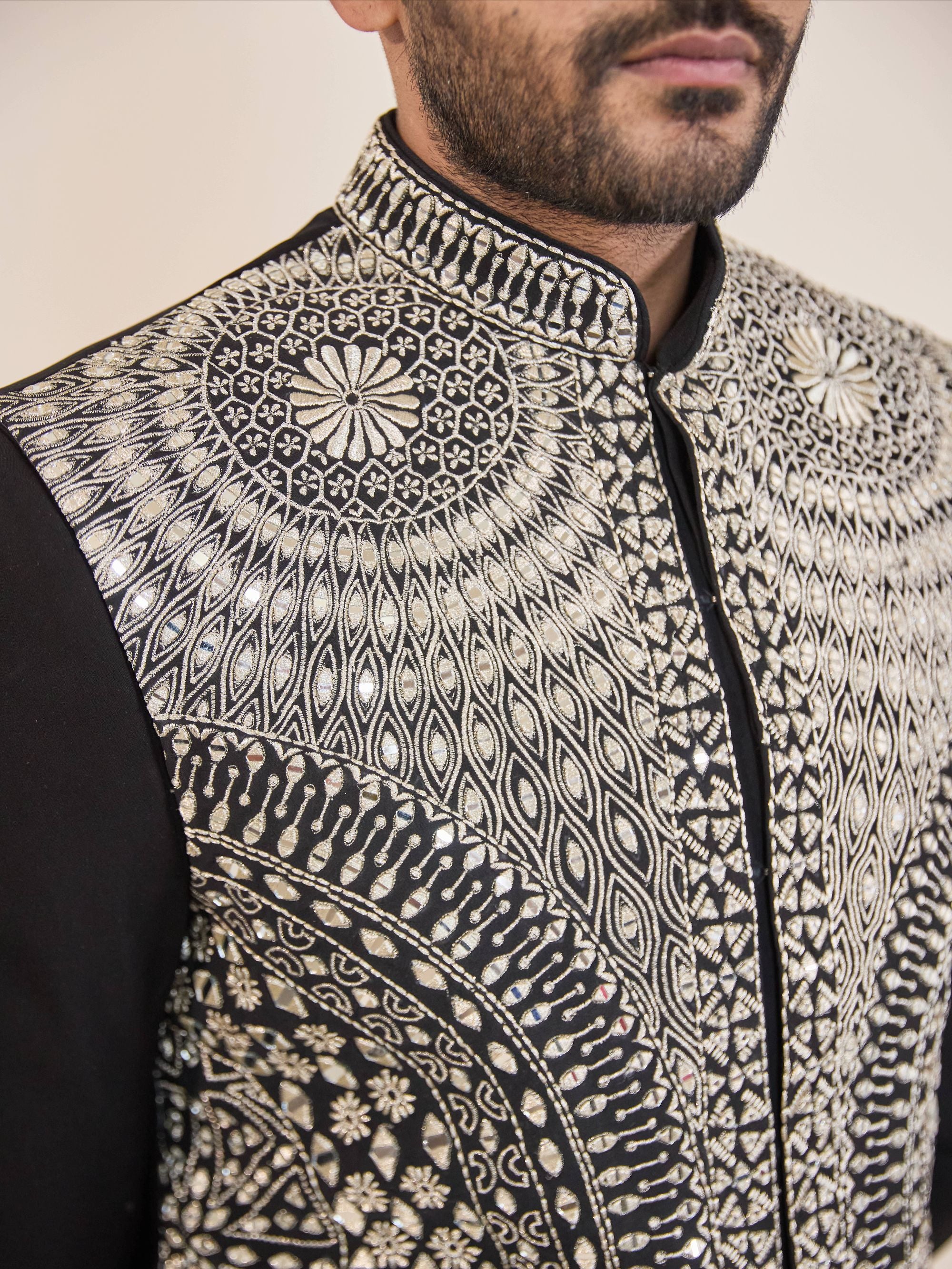 Black Indo-Western with Mirror Work