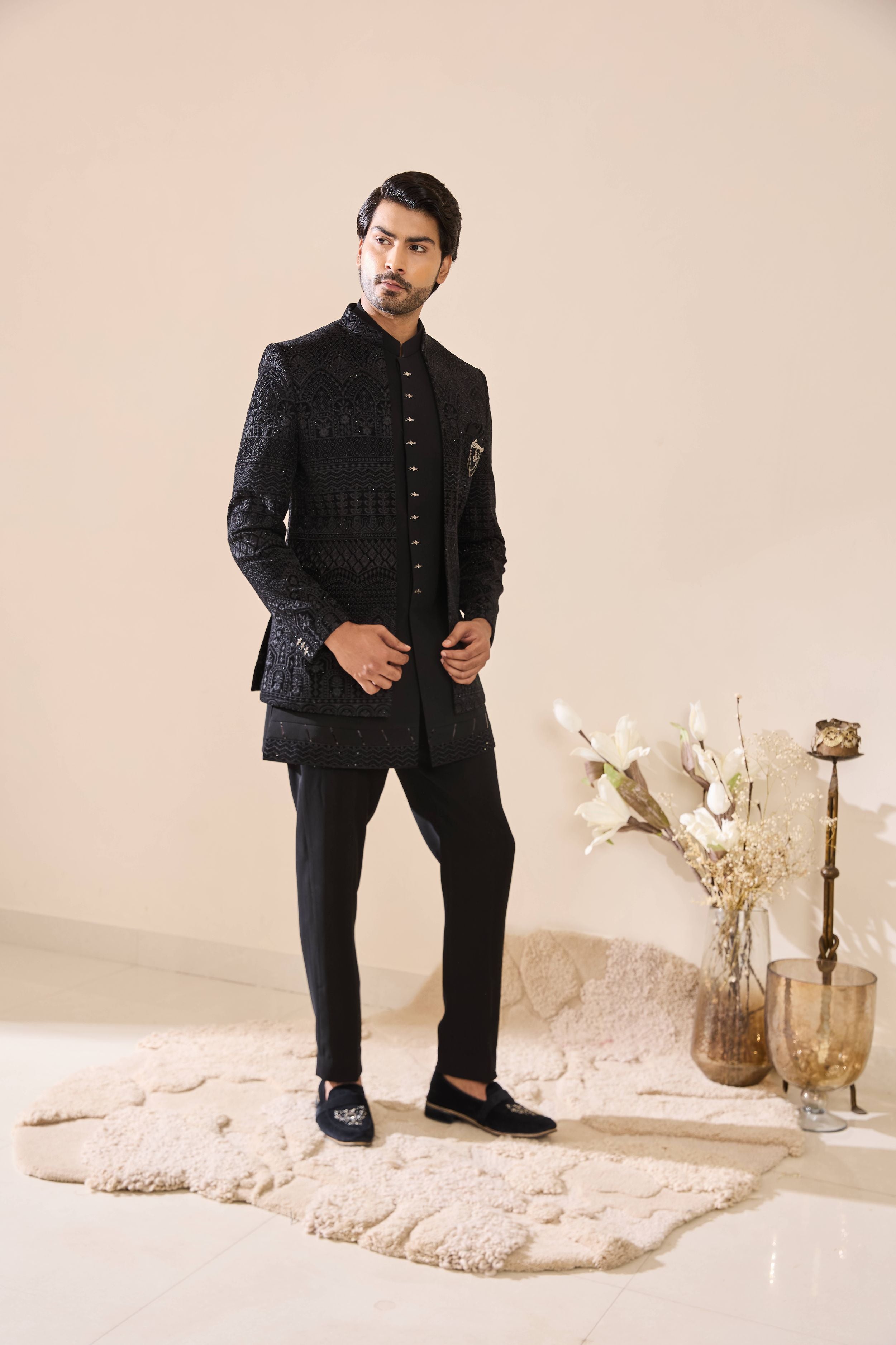 Black Indo-Western in Sequins and Thead Work