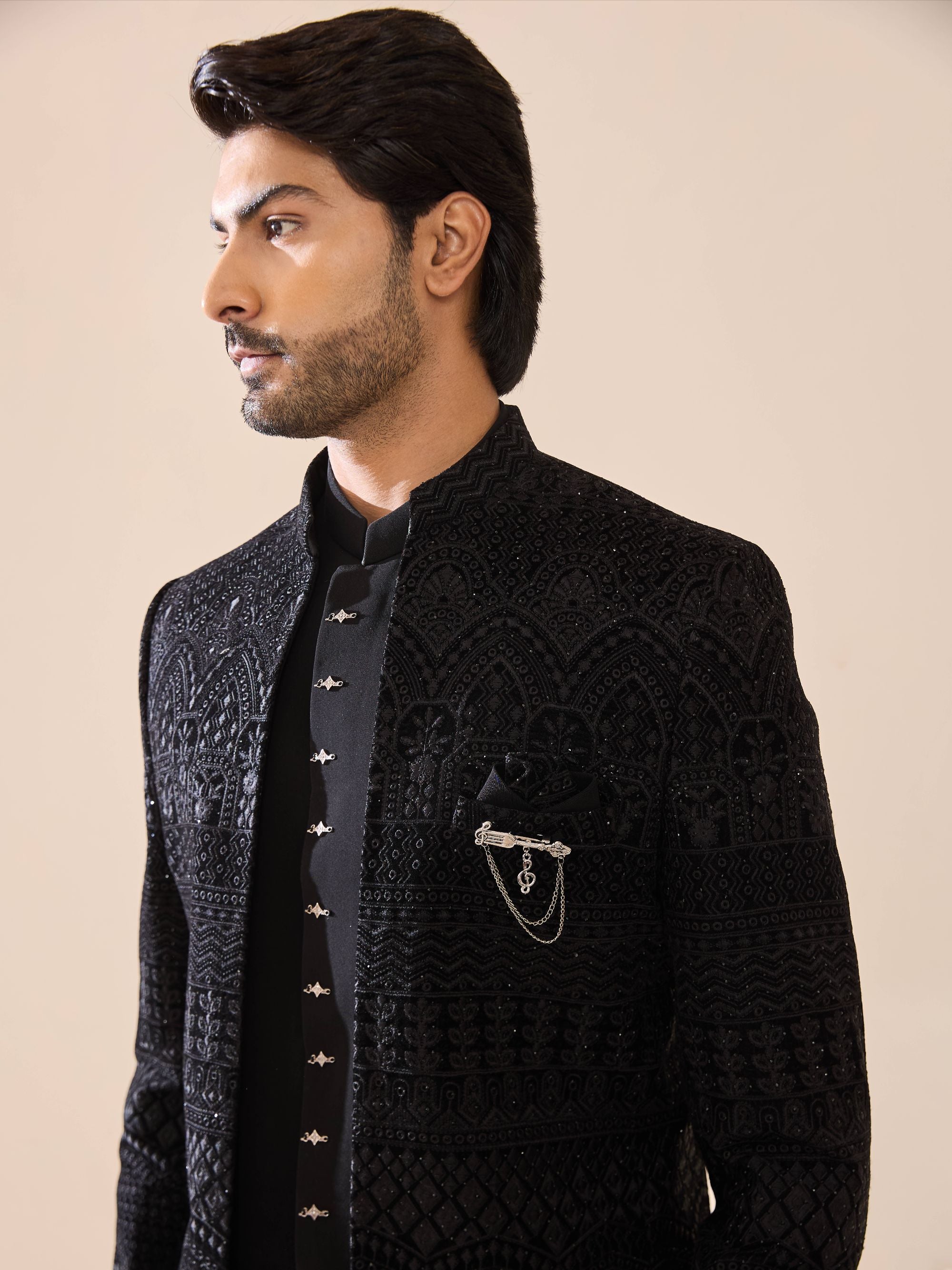 Black Indo-Western in Sequins and Thead Work