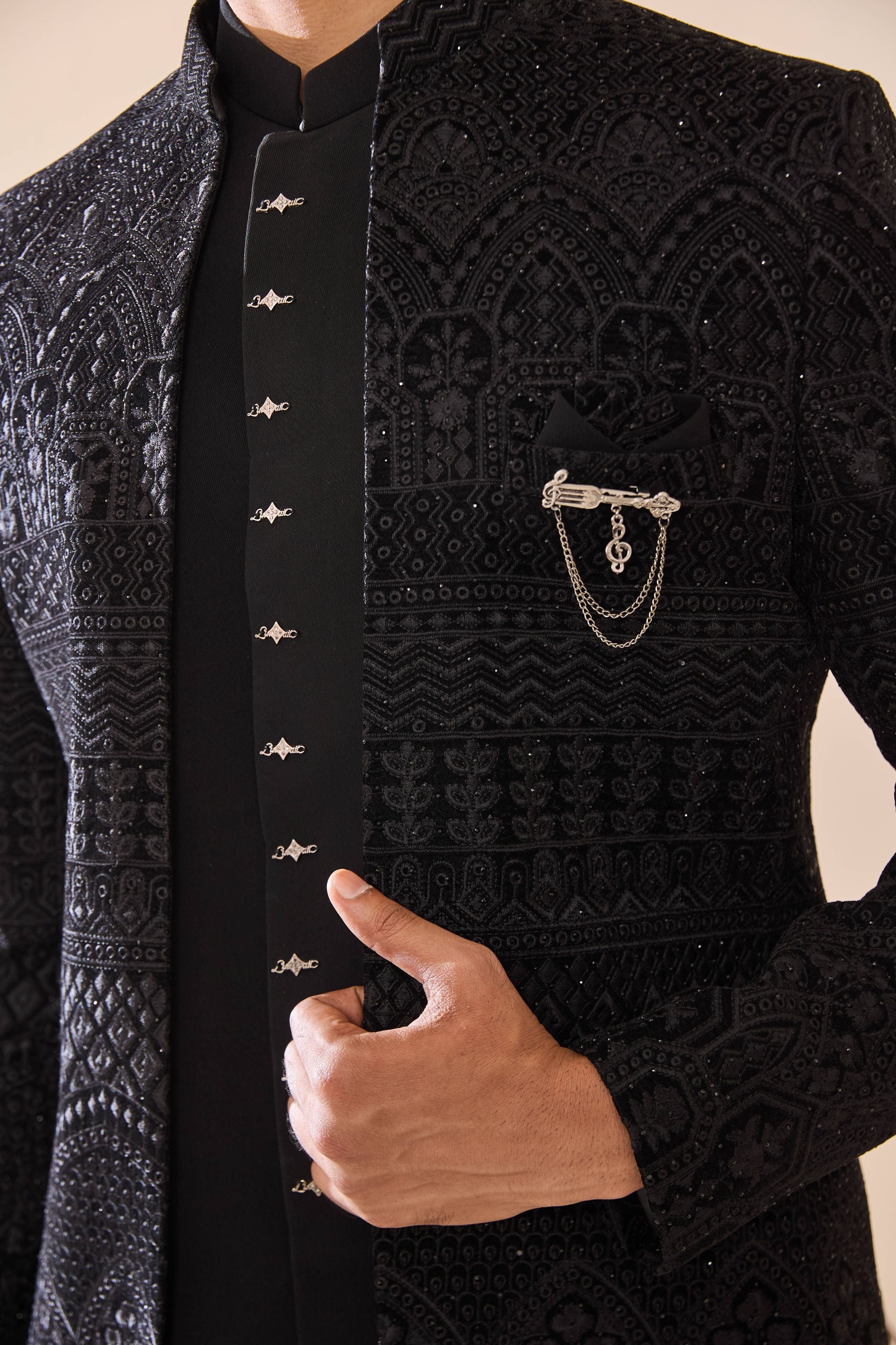 Black Indo-Western in Sequins and Thead Work