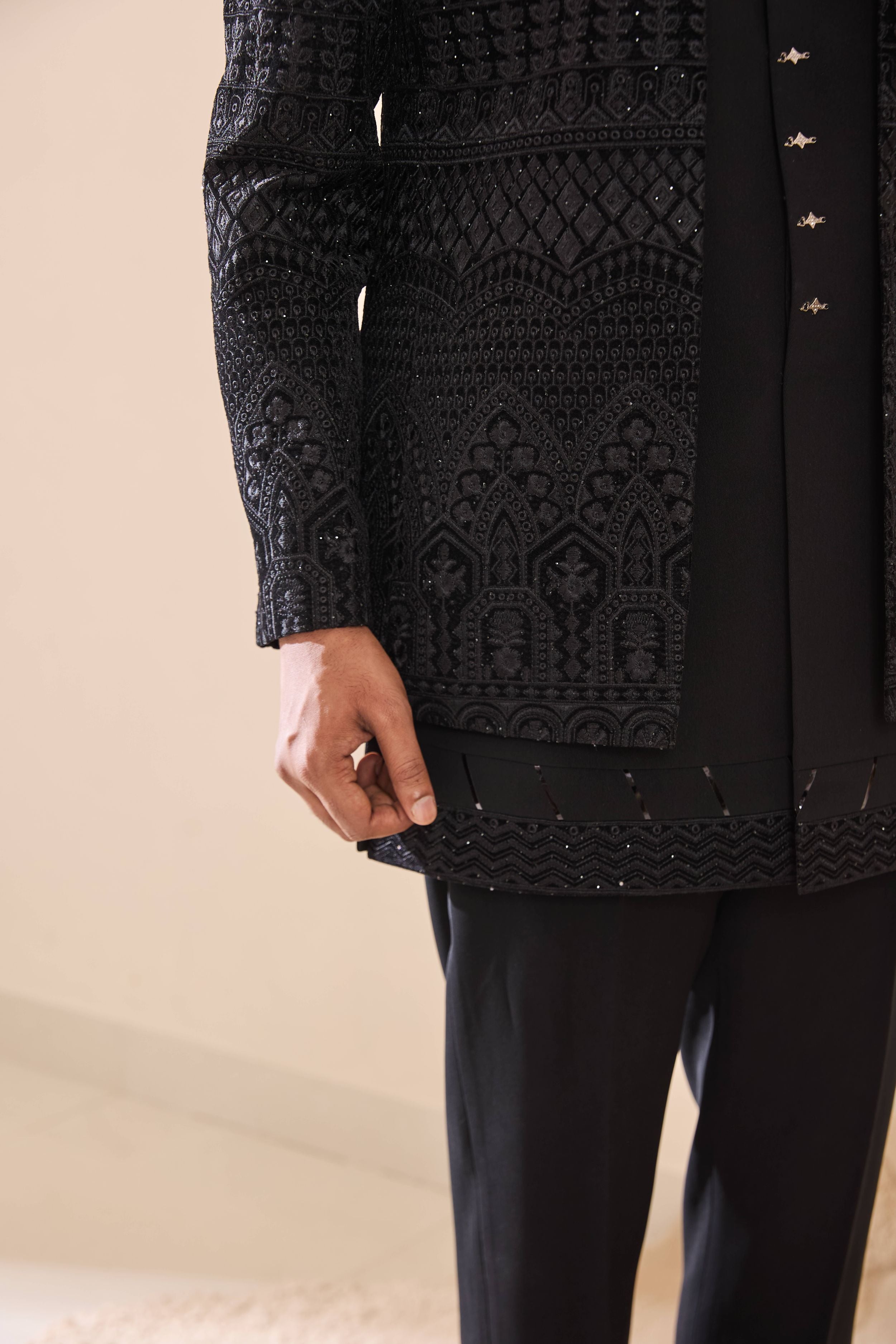 Black Indo-Western in Sequins and Thead Work