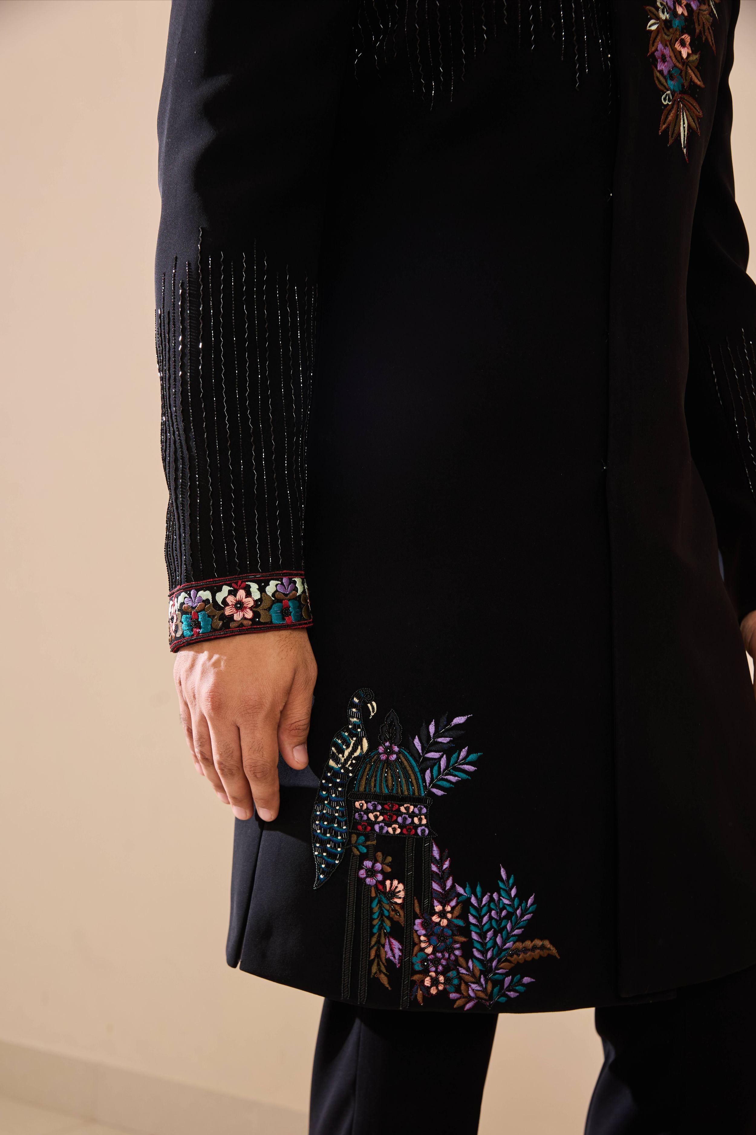 Black Hand Embroidered  Indo-Western