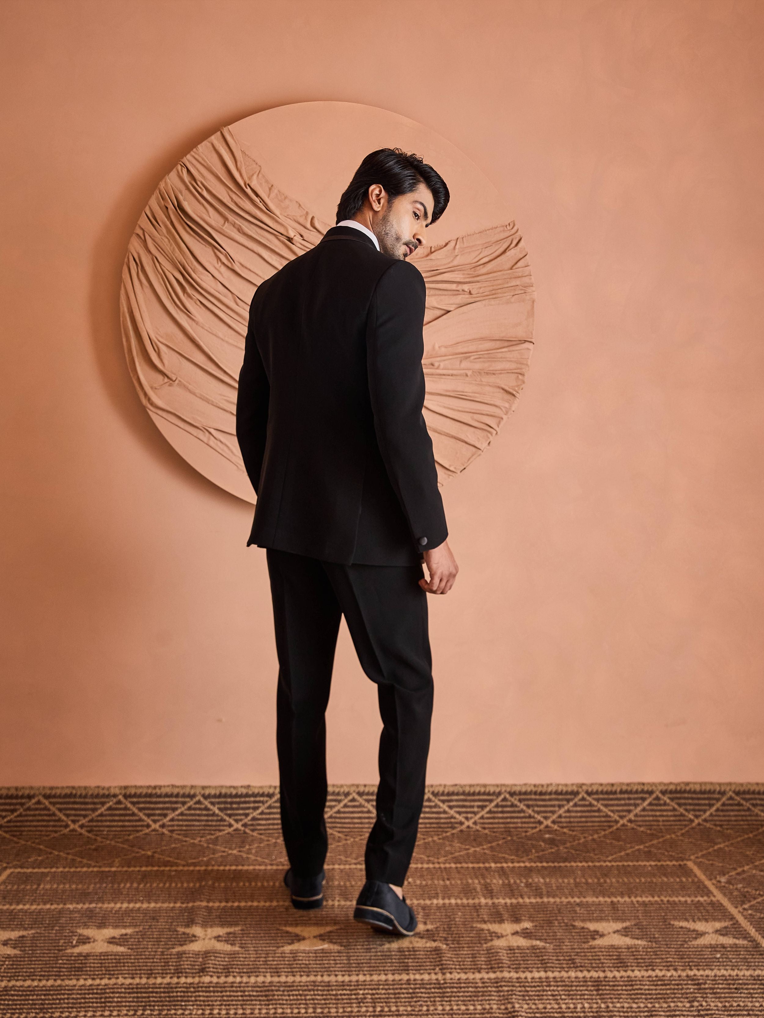 Black Zardosi And Thread Embroidery Tuxedo Set