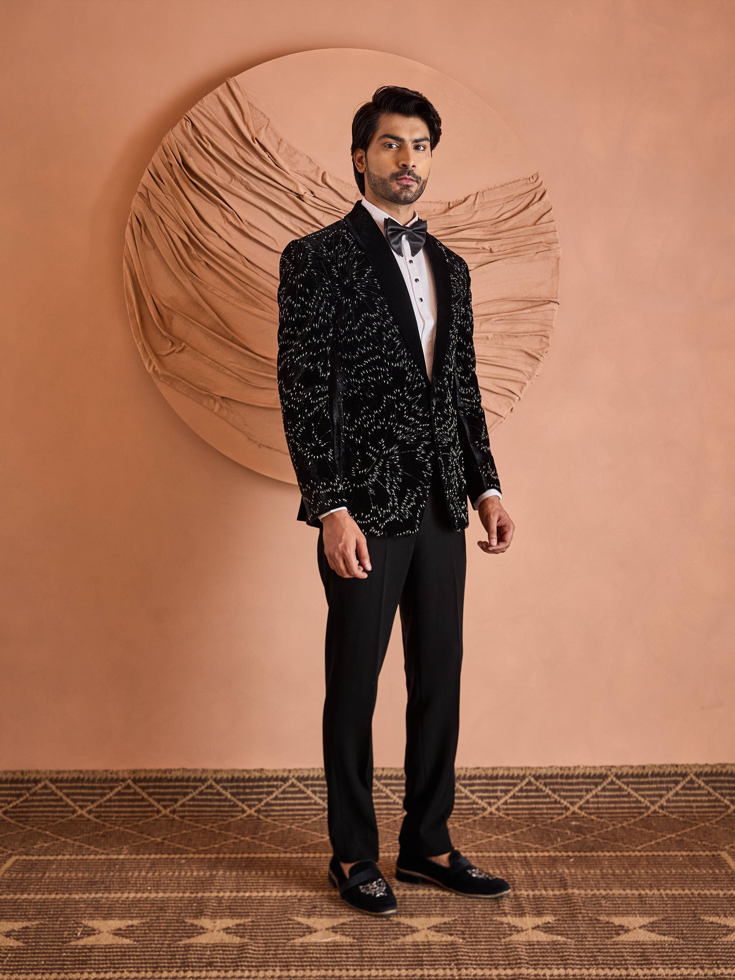 Black Zardosi Embroidery Tuxedo Set