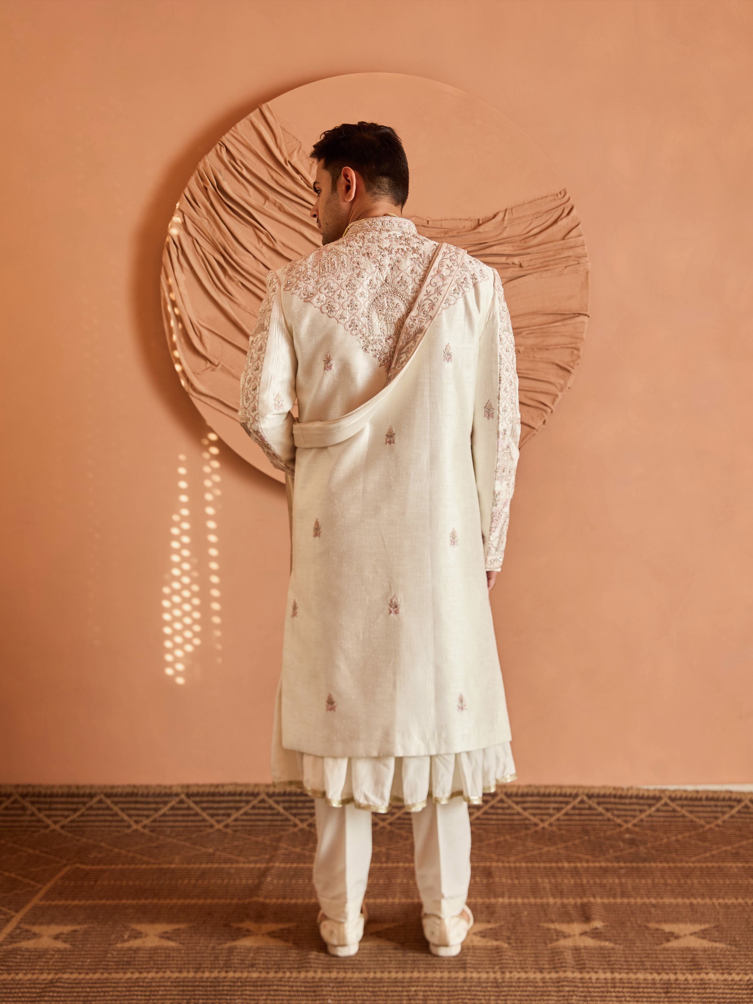 Ivory Embroidered Sherwani
