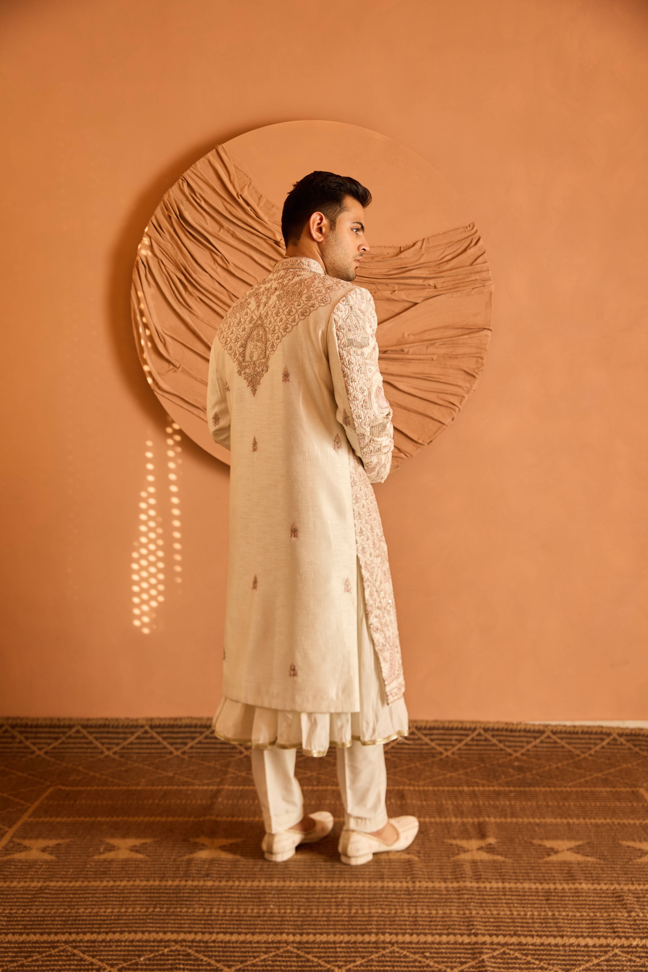 Ivory Embroidered Sherwani