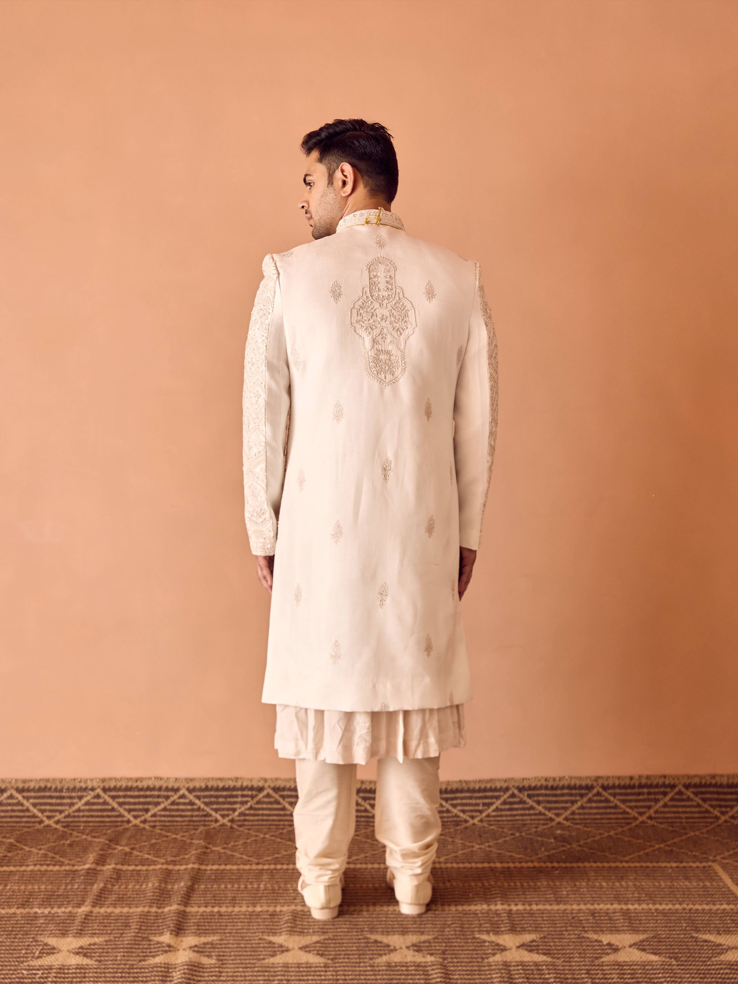 Ivory Pearl Hand Embroidered Sherwani
