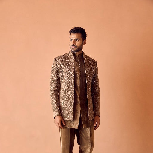 Brown Indo-Western With Zardosi Work